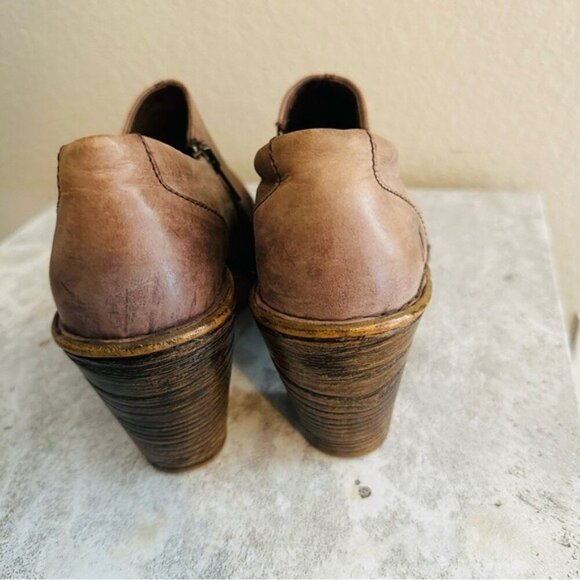 Born Famke Taupe Clogs Womens Leather Zipper Ankle Boots, Size 7 - Picture 6 of 10